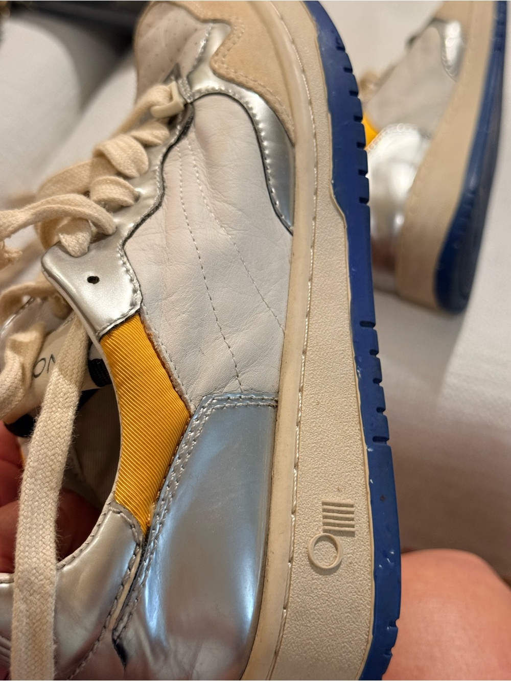 ONCEPT Phoenix Silver Flash Leather Sneakers - White/Silver/Blue - Picture 6 of 13